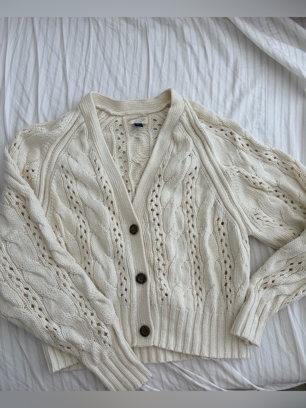 Cream Cable Knit Buttoned Cardigan